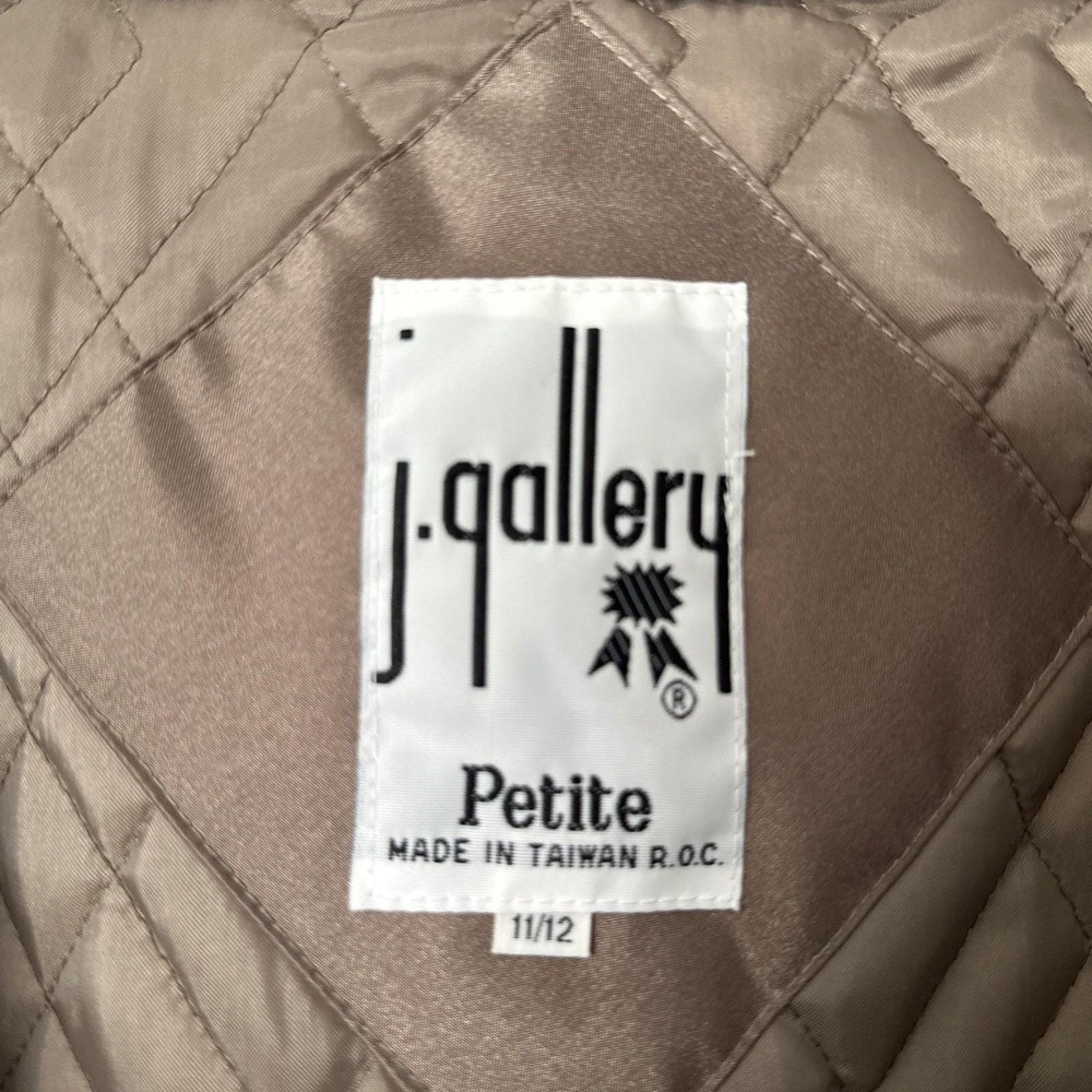 Vintage 80s J Gallery Womens 11 12 Petite Tan Belted Trench Coat Classic - Picture 9 of 16